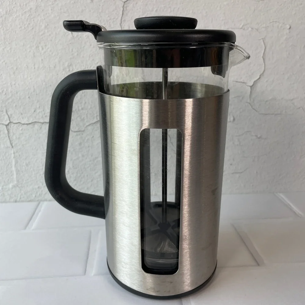 OXO Brew French Press Coffee Maker Stainless Steel Glass 8 Cup GroundsLifter
